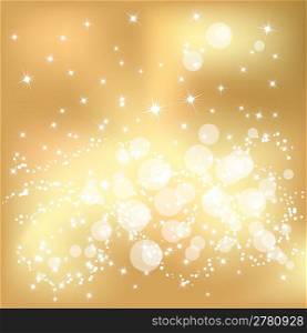 Abstract golden Christmas background with white snowflakes