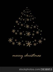 Abstract golden christmas tree on black background. . Abstract golden christmas tree on black background. Vector holiday illustration