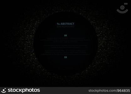 Abstract golden circle glitters pattern design with circle dark background. Decorating in paper cut presentation, ad, poster, artwork. illustration vector eps10
