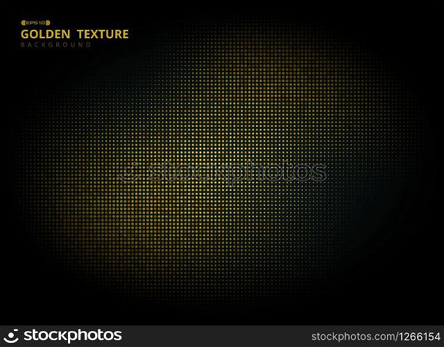 Abstract golden circle halftone element on black background. Decorate for luxury ad, print, artwork, template design, cover, annual report. illustration vector eps10