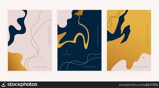 abstract golden fluid lines style minimal poster design