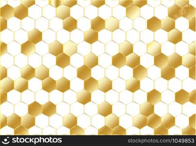 Abstract golden geometric hexagon pattern on white background and texture luxury style. Honeycomb. Vector illustration