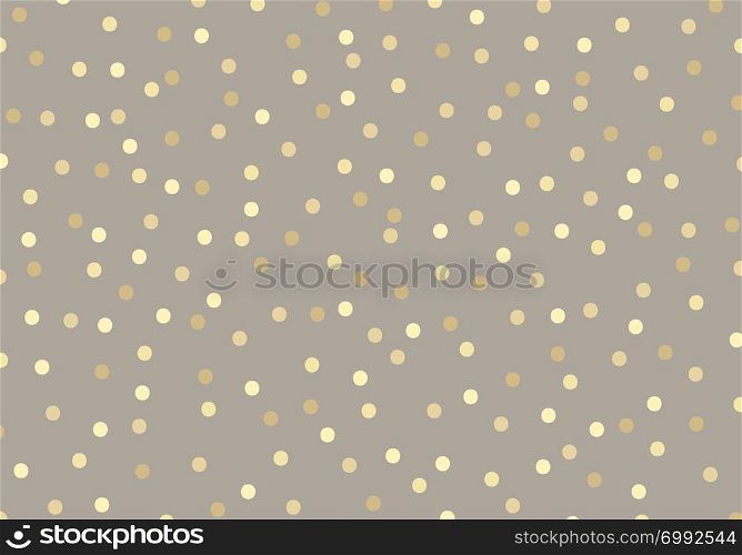 Abstract golden glitter dots on brown pastels color background. Gold circles pattern metal foil you can use for template wrapping paper or greeting card. Vector illustration