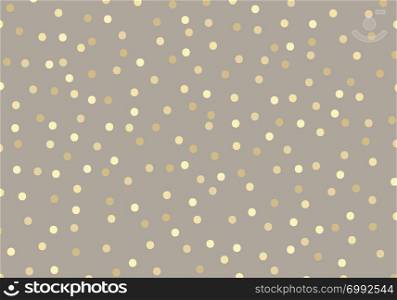 Abstract golden glitter dots on brown pastels color background. Gold circles pattern metal foil you can use for template wrapping paper or greeting card. Vector illustration