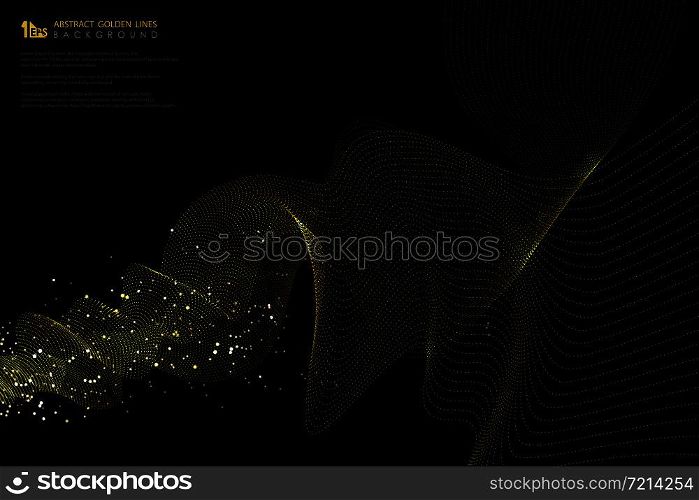 Abstract golden line glitters decoration luxury pattern design on black background. You can use for ad, poster, artwork, template design, annual report. illustration vector eps10