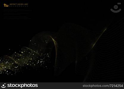 Abstract golden line glitters decoration luxury pattern design on black background. You can use for ad, poster, artwork, template design, annual report. illustration vector eps10