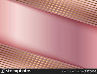 Abstract golden line on stripes pink gold background template design. Vector illustration