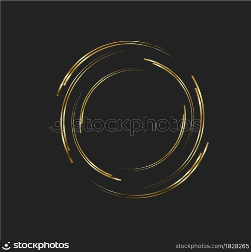 Abstract golden lines in circle form, Design element, Geometric shape with luxury style, Striped border frame for image, Technology round Logo, Spiral Vector Illustration