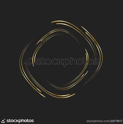 Abstract golden lines in circle form, Design element, Geometric shape with luxury style, Striped border frame for image, Technology round Logo, Spiral Vector Illustration