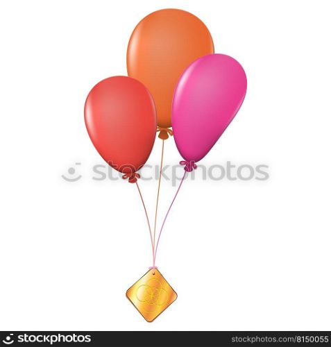 Abstract golden NFT non fungible token on bunch of balloons isolated on white background. Free distribution of collectible NFT. Airdrop concept. Vector illustration.. Abstract golden NFT non fungible token on bunch of balloons isolated on white background. Free distribution of collectible NFT. Airdrop concept.