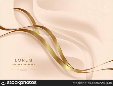 Abstract golden ribbon curve line luxury on light flesh background with copy space for text. You can use template, cover design, flyer. Vector illustration