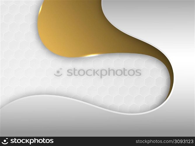Abstract golden stripe template design with white wavy decoration. Well organized objects each grouping layers. Illustration vector