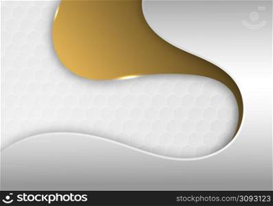 Abstract golden stripe template design with white wavy decoration. Well organized objects each grouping layers. Illustration vector