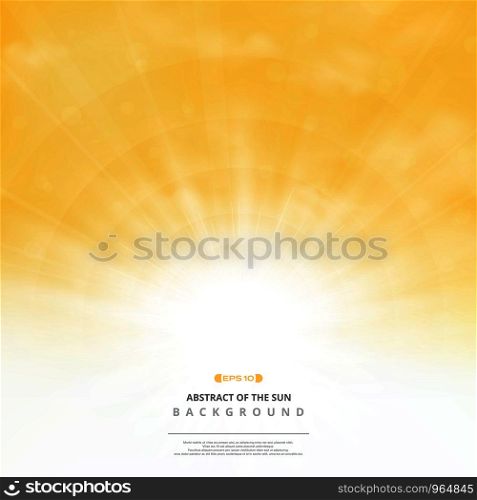 Abstract golden sun with clouds on soft gold sky background. You can use for post text, copy space, ad, poster, cover design, artwork, nature print. illustration vector eps10