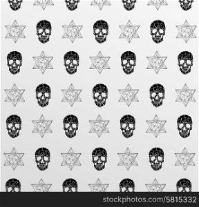 Abstract gothic sacral seamless pattern, crystal design element, symbol, sign for tattoo