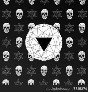 Abstract gothic sacral seamless pattern, crystal design element, symbol, sign for tattoo