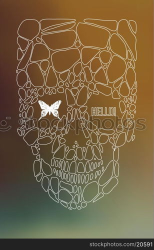 Abstract gothic thin line design element crystal skull, symbol, sign for tattoo