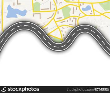 Abstract gps navigation vector banner with map . Abstract navigation banner