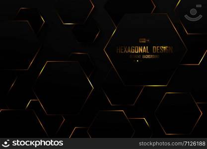 Abstract gradient black of luxury hexagon pattern design decoration background. Use for headline, poster, artwork, template design. illustration vector eps10