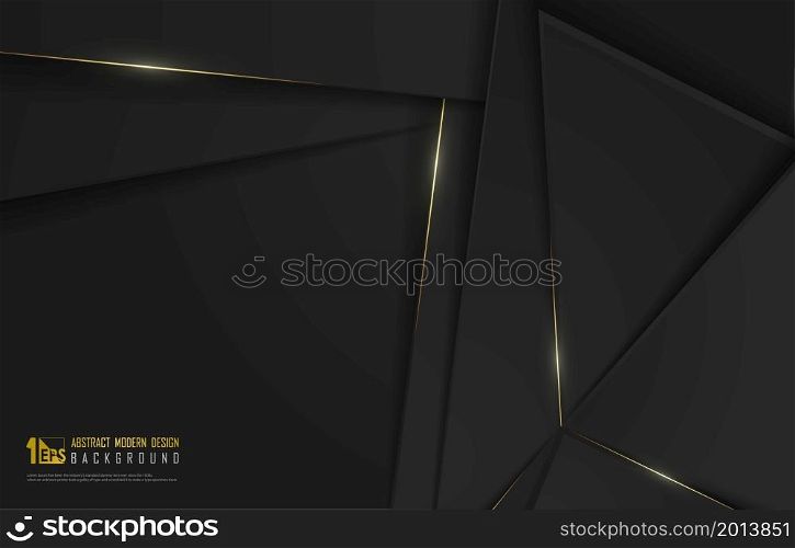 Abstract gradient black paper cut design template overlapping with gold glitters artwork decorative template. Overlapping with shadow style background. Illustration vector