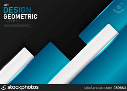 Abstract gradient blue geometric of glossy metallic design background. Use for ad, poster, artwork, template design, print. illustration vector eps10