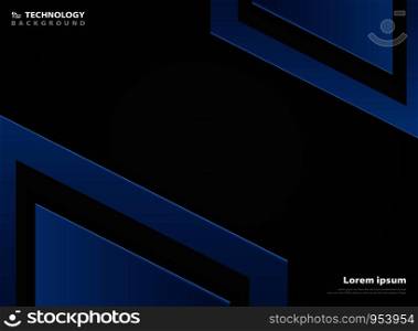 Abstract gradient blue geometric technology design background. Decorating in business tone of black, you can use for ad, poster, brochure, web, artwork design. i
