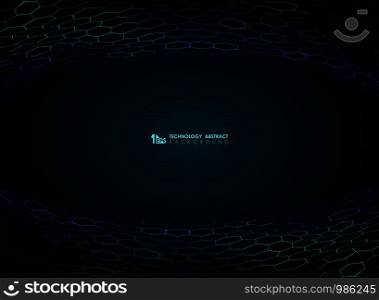 Abstract gradient blue hexagon pattern technology design background. You can use for tech design, cover, pattern artwork, print, annual report. illustration vector eps10