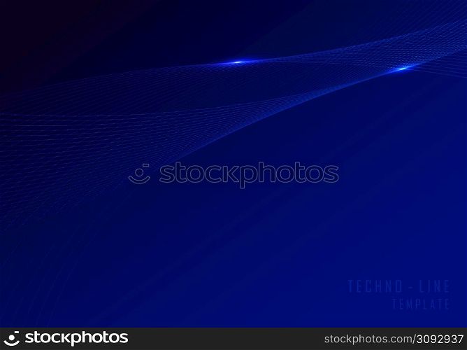 Abstract gradient blue lines futuristic of technology template. Well organized object with glitters background. Illustration vector