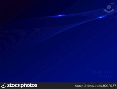 Abstract gradient blue lines futuristic of technology template. Well organized object with glitters background. Illustration vector