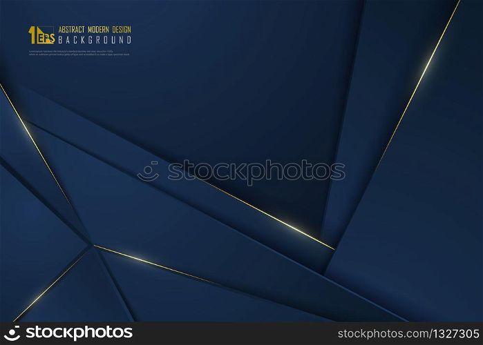 Abstract gradient blue luxury design of overlap template with gold line background. Decorate for ad, poster, artwork, template, artwork. illustration vector eps10