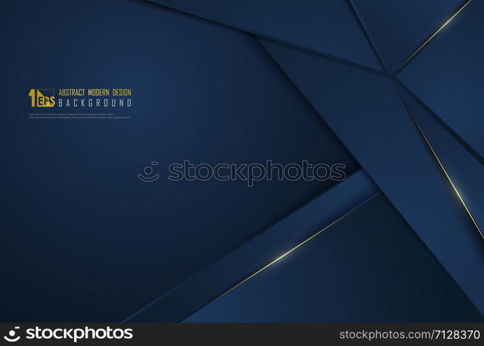 Abstract gradient blue luxury golden line template premium background. Decorating in pattern of premium polygon style for ad, poster, cover, print, artwork. illustration vector eps10