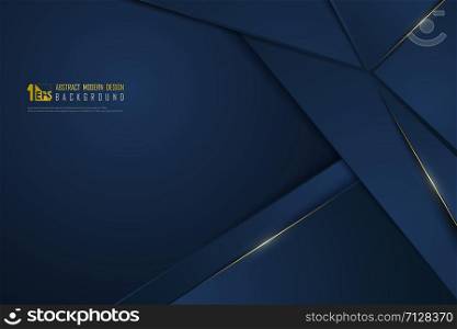 Abstract gradient blue luxury golden line template premium background. Decorating in pattern of premium polygon style for ad, poster, cover, print, artwork. illustration vector eps10