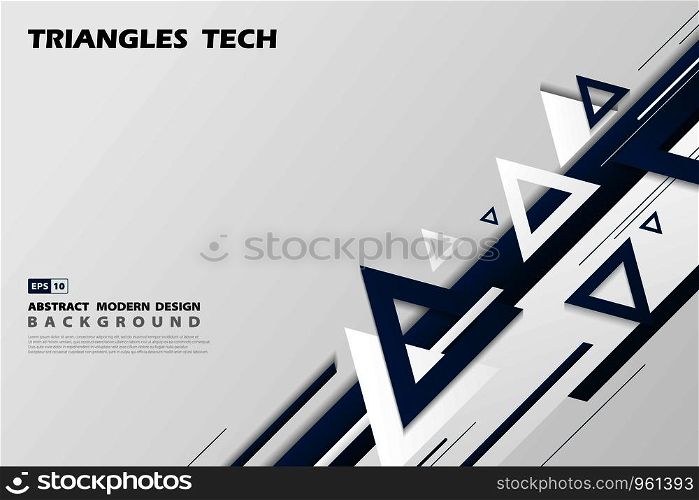 Abstract gradient blue triangles tech overlap design of futuristic pattern style. Use for poster, ad, artwork, template design. illustration vector eps10