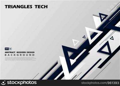 Abstract gradient blue triangles tech overlap design of futuristic pattern style. Use for poster, ad, artwork, template design. illustration vector eps10