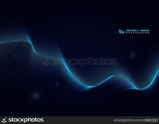 Abstract gradient blue wavy line pattern modern science design. You can use for tech design of artwork, modern decoration. illustration vector eps10