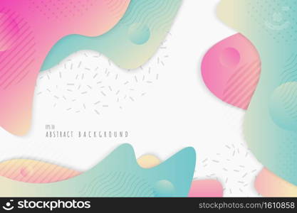 Abstract gradient colors design of fluid 3d design with geometric decoration template. Copy space free text design on white background. illustration vector 
