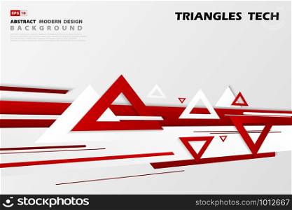 Abstract gradient decoration red triangles tech overlap design of futuristic pattern style. Use for poster, ad, artwork, template design. illustration vector eps10