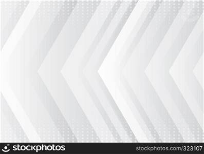 Abstract gradient gray and white arrows pattern technology futuristic concept background with halftone texture. Vector illustration