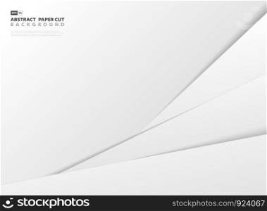 Abstract gradient gray and white paper cut style template background. You can use for ad, poster, presentation, artwork, cover print. vector eps10
