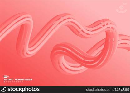 Abstract gradient living coral trendy design of wavy line pattern artwork background. Use for ad, poster, artwork, template design, print. illustration vector eps10