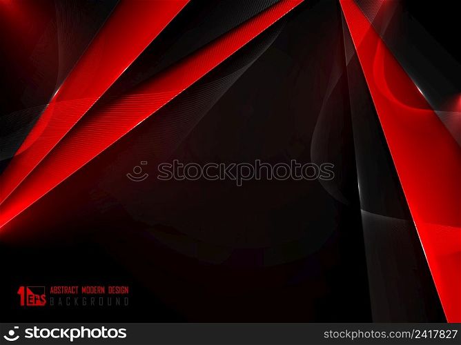Abstract gradient red and black template design decoration artwork. Overlapping design with glitters style background. Illustration vector