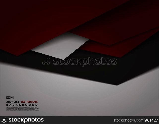 Abstract gradient red triangle overlap design of tech background. Use for poster, artwork, template design, cover. illustration vector eps10