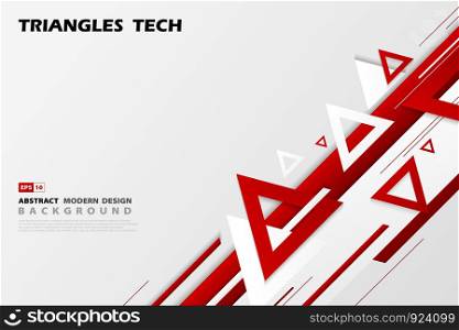 Abstract gradient red triangles tech overlap design of futuristic pattern style. Use for poster, ad, artwork, template design. illustration vector eps10