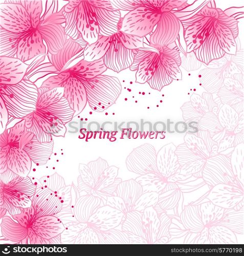 Abstract gradient seamless flower background with orchid.