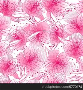 Abstract gradient seamless flower pattern with orchid.