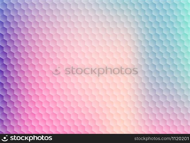 Abstract gradient vibrant color hexagon pattern background and texture. Modern colorful geometric honeycomb. Vector illustration