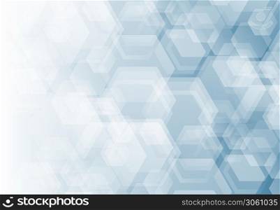 Abstract gradient white and blue design template with hexagonal pattern design technology background. Use for ad, poster, artwork, template design, print. illustration vector eps10
