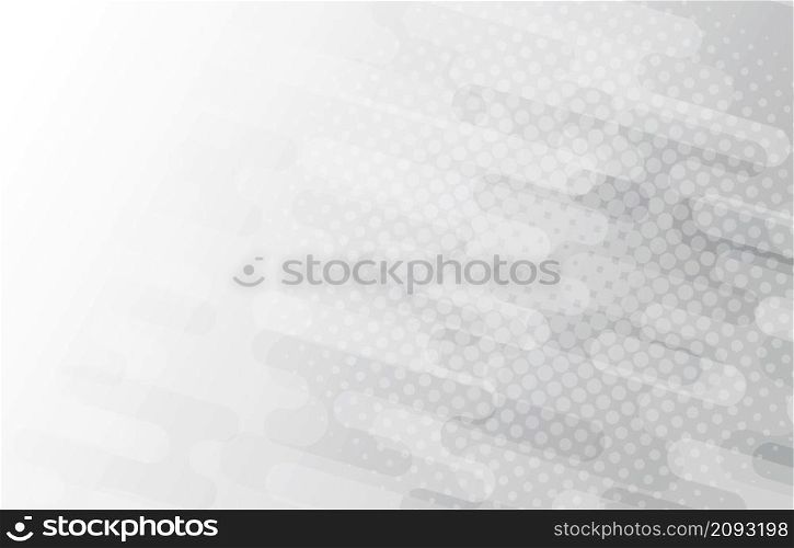 Abstract gradient white and gray color of stripe rounded lines pattern template. Overlapping with halftone design background. Illustration vector