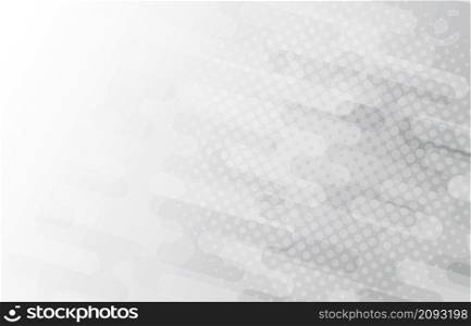 Abstract gradient white and gray color of stripe rounded lines pattern template. Overlapping with halftone design background. Illustration vector