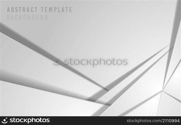 Abstract gradient white and gray paper cut template style with shadow. Overlapping design for artwork background. Illustration vector